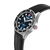 Herrenuhr mit schwarzem Lederarmband und blauem Zifferblatt, Datumsanzeige