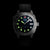 Herrenuhr mit schwarzem Armband und dunkelblauem Zifferblatt, grüne Leuchtmarkierungen