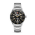 Herrenarmbanduhr mit schwarzem Zifferblatt, Metallarmband und Datumsanzeige bei 3 Uhr