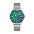 Swiss Military Hanowa Herrenuhr mit grünem Zifferblatt, Metallarmband und Leuchtzeigern.