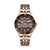 Herrenarmbanduhr mit beigem Metallarmband, rundes Zifferblatt mit goldenen Indexen