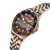 Herrenarmbanduhr mit beigem Metallarmband, dunkelbraunes Zifferblatt in Steinoptik
