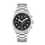 Chronographenarmbanduhr aus Edelstahl mit schwarzem Zifferblatt und Datumsanzeige