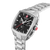 Herren-Chronograph mit silberfarbenem Metallarmband, schwarzem Zifferblatt und Drückern