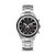 Herren-Chronograph mit silbernem Edelstahlarmband, schwarzem Zifferblatt und Chrono-Subdials