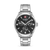 Herrenarmbanduhr Swiss Military Hanowa mit schwarzem Zifferblatt und silbernem Metallarmband