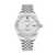 Silberfarbene Herrenarmbanduhr mit weißem Zifferblatt, Datumsanzeige und Metallband