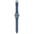 Damenarmbanduhr mit langem dunkelblauem Armband und rundem blauem Zifferblatt.