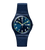 Swatch Armbanduhr: dunkelblaues Zifferblatt, blaues Textilband