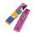 Swatch-Armbanduhr im pinken Etui mit transparentem Gehäuse und farbigem Zifferblatt