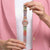 Analoge Swatch-Armbanduhr mit transparentem Gehäuse, mehrfarbigem Armband, zum Anpassen