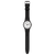 Armbanduhr mit langem schwarzem Kunststoffarmband und weißem Zifferblatt