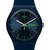 Swatch Originals Large Herrenuhr, blaues Armband, grüne Akzente am Zifferblatt, Datum WED 29