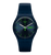 Swatch Originals Large Herrenuhr mit blauem Armband, grünen Indexen und Datumfenster WED 29
