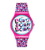 Rosa Damenuhr von Swatch mit buntem Zifferblatt und Kautschukarmband
