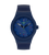 Herrenarmbanduhr mit dunkelblauem Zifferblatt und farbigen Markierungen, Bio-Kunststoffband