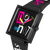 Unisex-Armbanduhr, schwarzes Viereck-Gehäuse mit bunter Zifferblattgrafik und Zeigern
