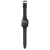 Herrenarmbanduhr Swatch, Seitenansicht: schwarzes Band und quadratisches Zifferblatt