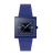 Swatch Square-Armbanduhr mit blauem Armband und rechteckigem Zifferblatt mit Indexlinien