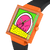 Swatch Armbanduhr in 3/4-Ansicht mit orangefarbenem Gehäuse und schwarzem Band