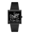 Schwarze Swatch Armbanduhr mit eckigem Gehäuse und schwarzem Armband