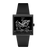 Swatch Armbanduhr mit schwarzem Gehäuse, schwarzem Band und analogem Ziffernblatt