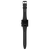 Schwarze Armbanduhr Rückansicht mit rechteckigem Gehäuse und schwarzem Armband