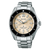 Seiko Herrenarmbanduhr mit beigem Zifferblatt, schwarzer Tauchlünette und Edelstahlarmband