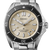 Seiko Herrenarmbanduhr mit beigem Zifferblatt, schwarzer Lünette und Edelstahlgehäuse