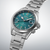 Montre Seiko Prospex pour homme, cadran turquoise, bracelet en acier inoxydable, vue latérale