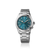 Montre Seiko Prospex pour homme avec cadran turquoise et bracelet en acier inoxydable, vue de face