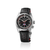 Montre Seiko Prospex pour homme, vue de face, avec cadran noir et bracelet en cuir noir.