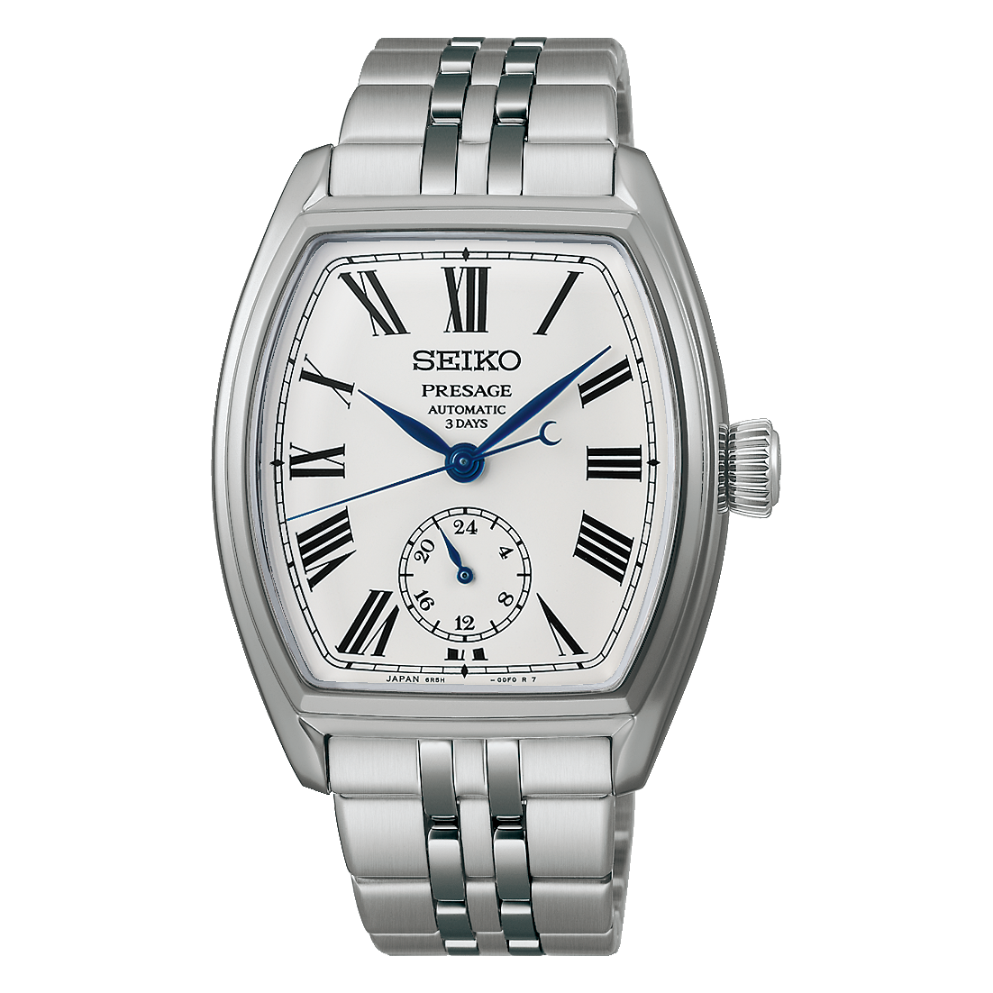 SEIKO Presage Herrenuhr mit silbernem Metallarmband und hellem Zifferblatt