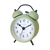 Réveil JVD avec double cloche, boîtier vert clair et cadran analogique