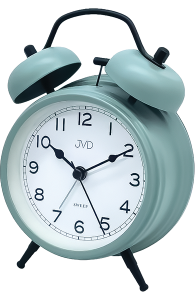 Réveil mécanique JVD Wecker SRP2219.1, bleu clair avec cadran analogique et cloches