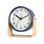 Réveil JVD avec cadre bleu, cadran blanc et socle en bois