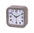 Réveil analogique avec boîtier gris et cadran rond, trotteuse