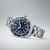 Montre pour homme avec cadran bleu, boîtier et bracelet en acier inoxydable, lunette rotative