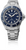 Montre homme avec cadran bleu, inscription SEIKO, texte automatique et bracelet en acier inoxydable