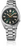 Montre bracelet pour homme : acier inoxydable argenté, cadran vert foncé, affichage jour et date