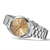 Bracelet de montre pour homme en diagonale : bracelet en acier inoxydable argenté, cadran doré, guichet date