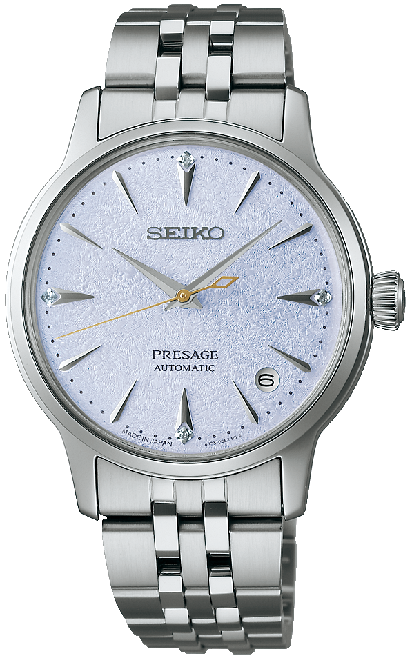 Montre automatique avec cadran bleu, boîtier en acier inoxydable argenté et bracelet en métal