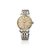 SEIKO Presage Damenarmbanduhr mit goldfarbenem Zifferblatt, Indexen und Edelstahlband