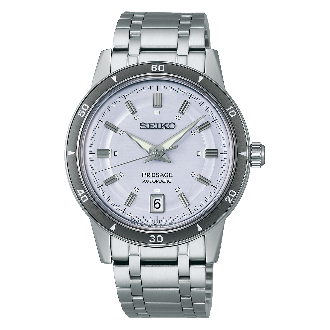 SEIKO Presage Automatik Herrenuhr mit silbernem Edelstahlband und silbernem Zifferblatt