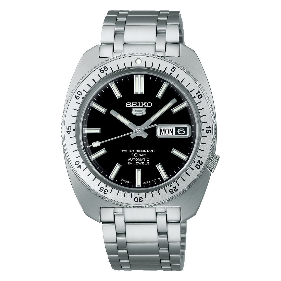 Bracelet de montre pour homme avec cadran noir, affichage de la date et bracelet en acier inoxydable