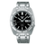 Bracelet de montre pour homme avec cadran noir, affichage de la date et bracelet en acier inoxydable