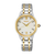 Zweifarbige Damenarmbanduhr mit cremefarbenem Zifferblatt, römischen Ziffern und SEIKO
