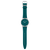 Armbanduhr mit dunkelgrünem Zifferblatt und breitem grünem Silikonband, rundes Edelstahlgehäuse