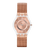 Swatch Damenarmbanduhr mit roséfarbenem Zifferblatt und Edelstahl-Meshband