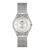 Swatch-Armbanduhr mit silbernem Maschen-Metallarmband und rundem Zifferblatt